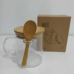 Glass mug with lid,spoon