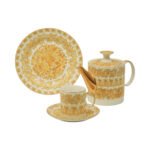7-piece Ceramic Tea/Coffee Set With Gold Trim